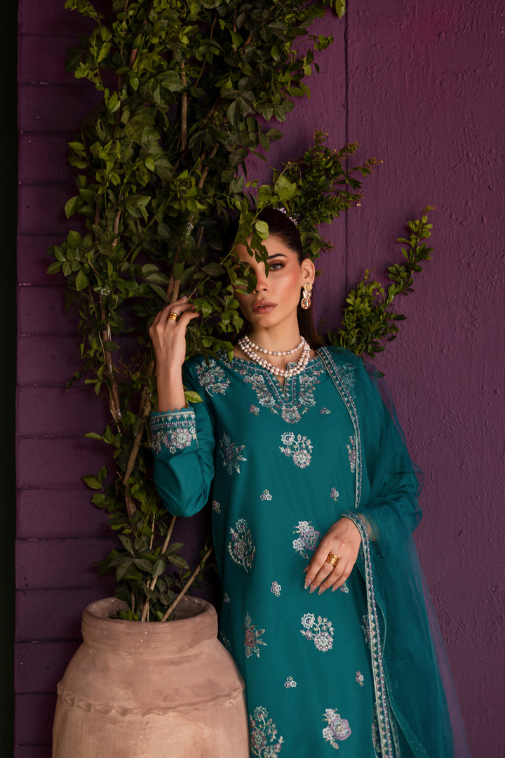 Aks 3Pc - Embroidered Solid Dress
