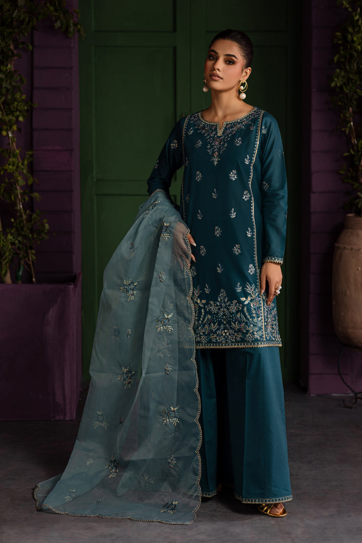Bronya 3Pc - Embroidered Solid Dress