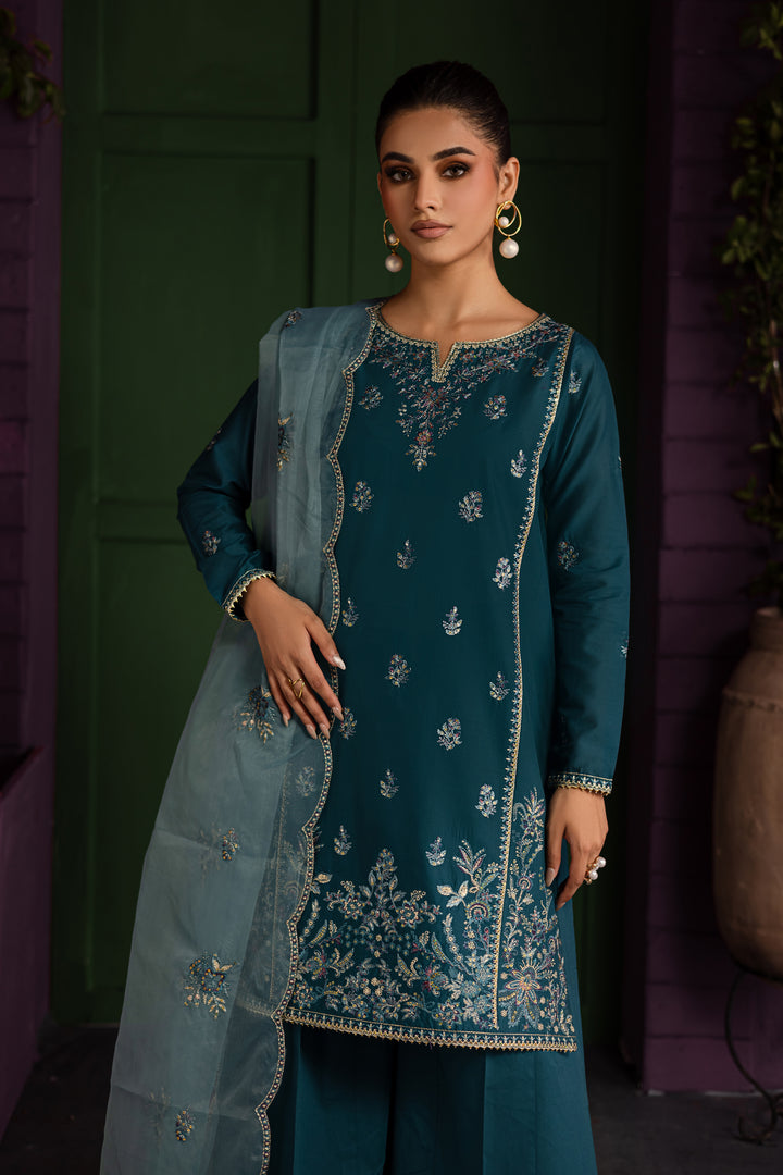 Bronya 3Pc - Embroidered Solid Dress