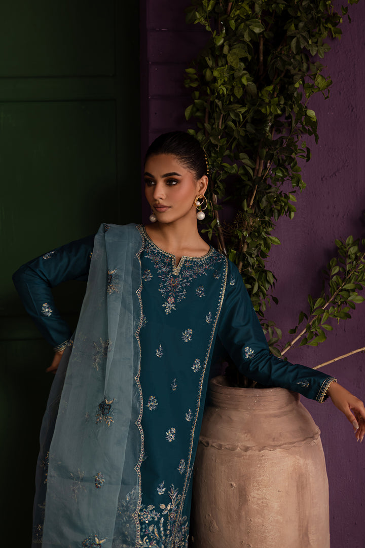Bronya 3Pc - Embroidered Solid Dress