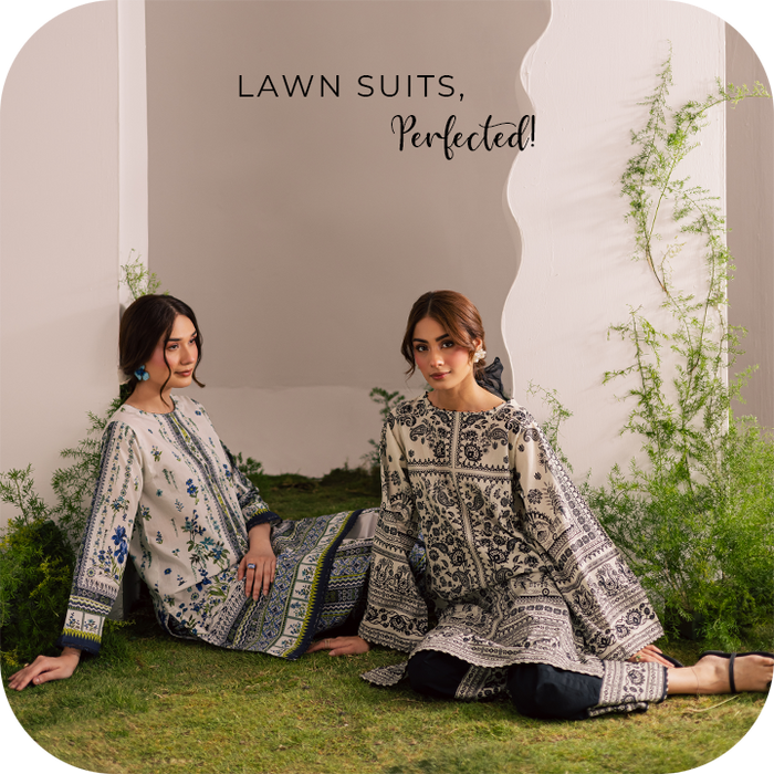 Lightweight and stylish summer lawn suits in pastel and black, perfect for hot weather and every occasion this season.