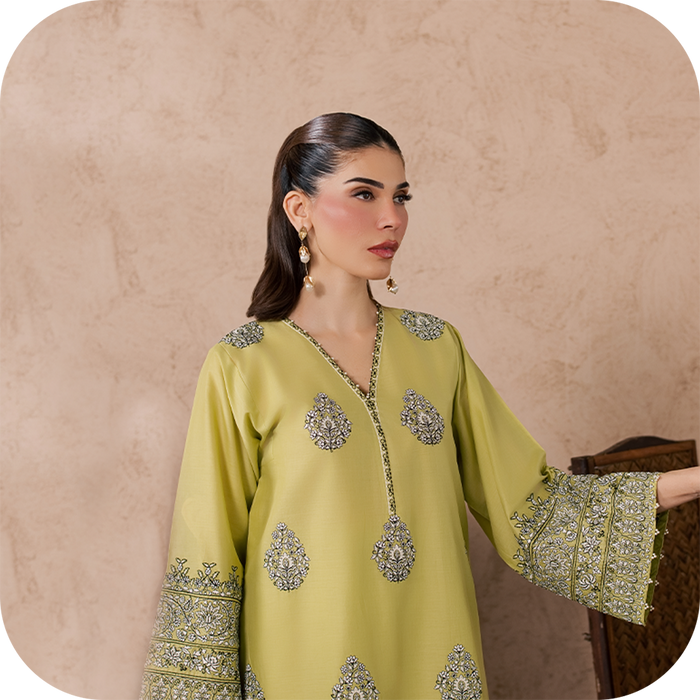 Elegant embroidered solids by BATIK showcasing timeless colours, intricate embroidery, and refined craftsmanship.