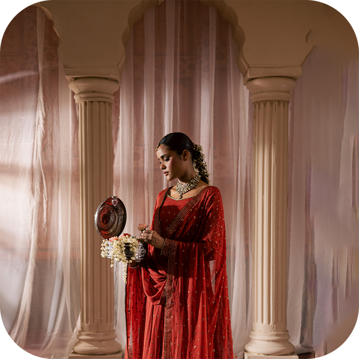 Festive luxury fashion by Batik UAE featuring elegant ethnic pret for women. A soft desert evening look perfect for Eid celebrations in Dubai and Pakistan.