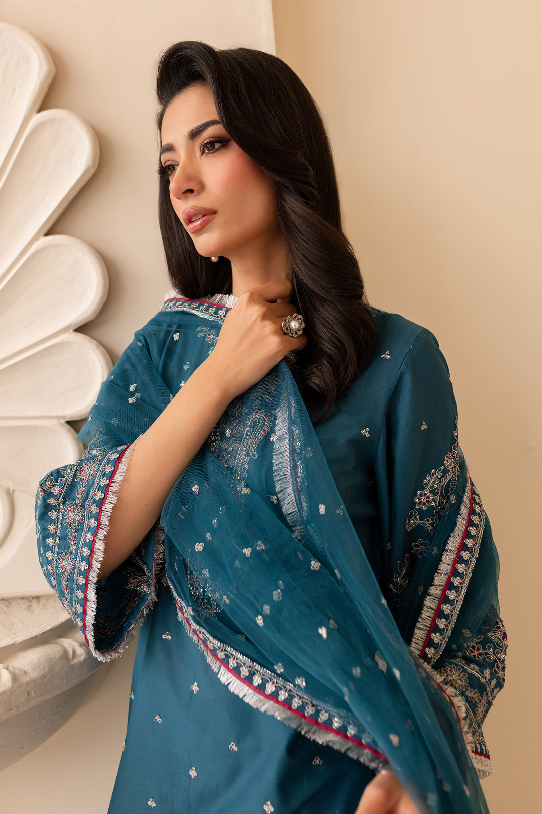 Leila 3Pc - Embroidered Sharara Pret