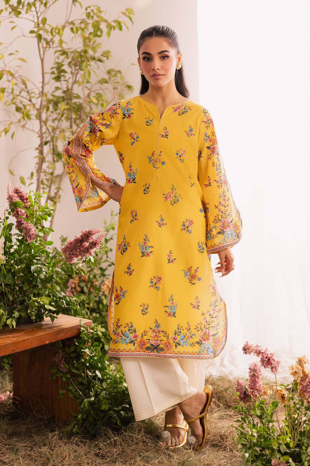 Lime Yeva 2Pc - Printed Lawn Dress