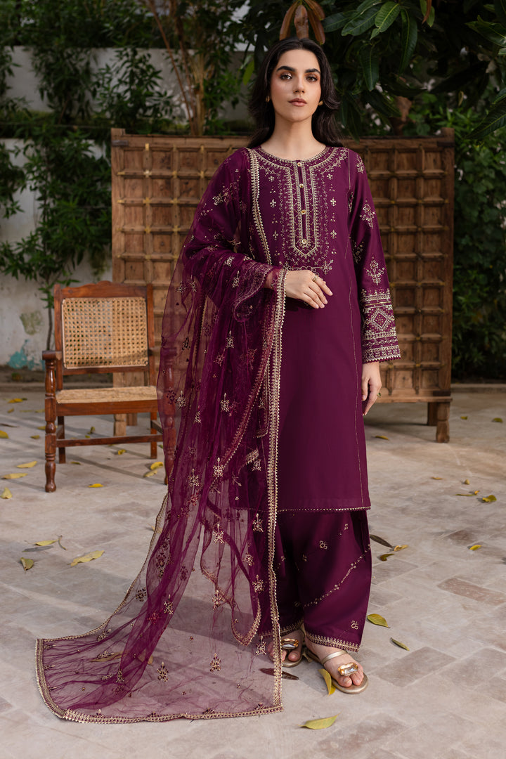 Plant Foam 3Pc - Embroidered Khaddar Dress