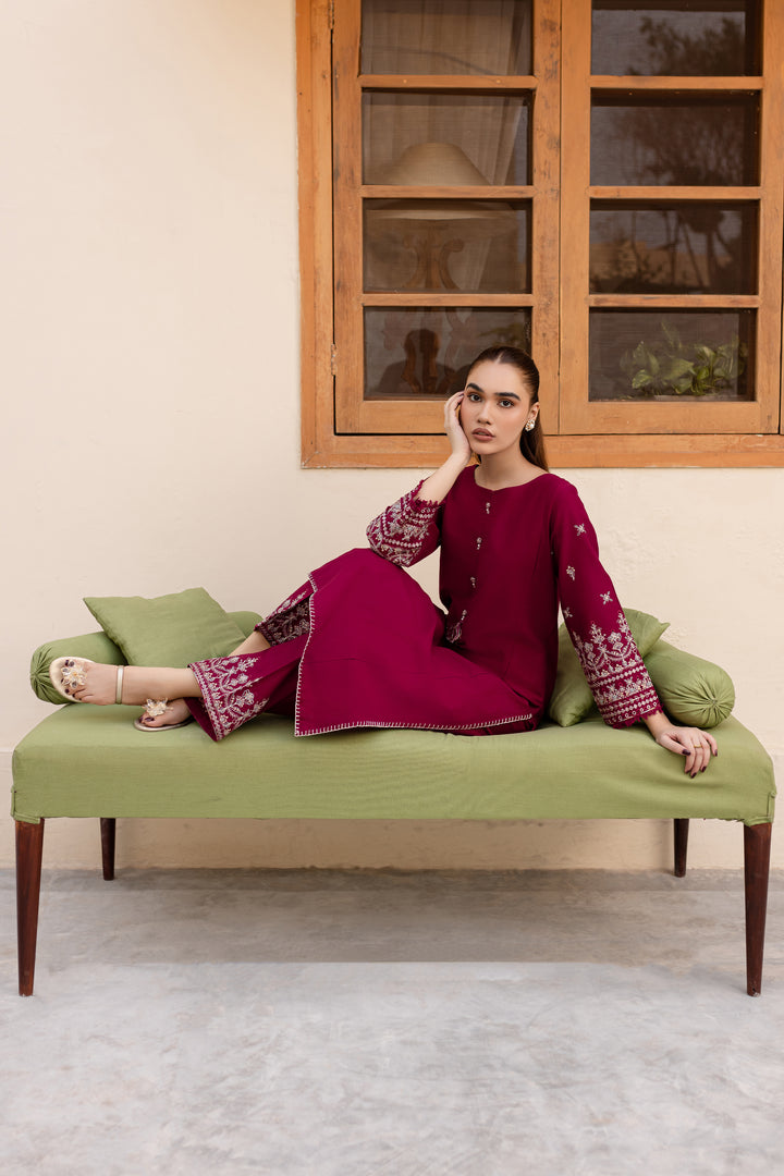 Ela 2Pc - Embroidered Khaddar Dress