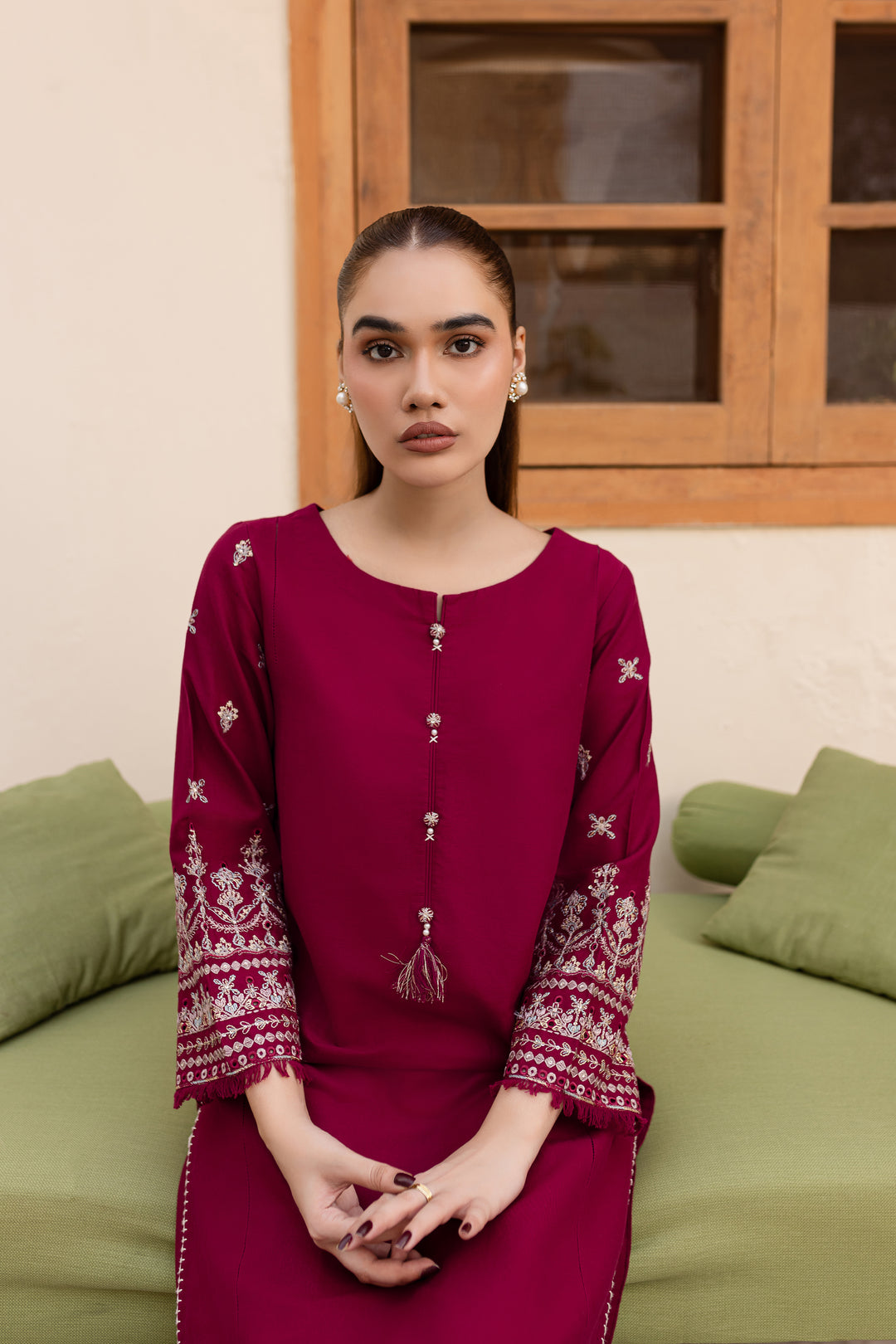 Ela 2Pc - Embroidered Khaddar Dress