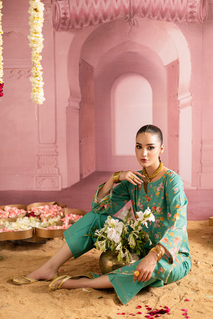 Aquamarine 2Pc - Printed Lawn Dress