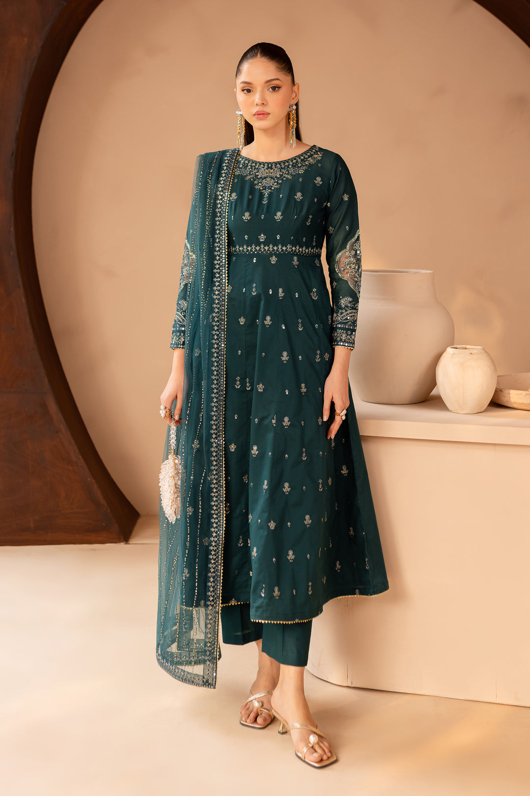 Delvin 3Pc - Embroidered Lawn Dress