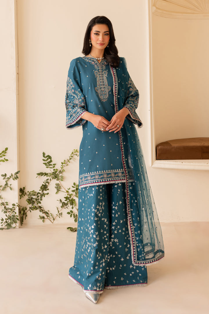 Leila 3Pc - Embroidered Sharara Pret