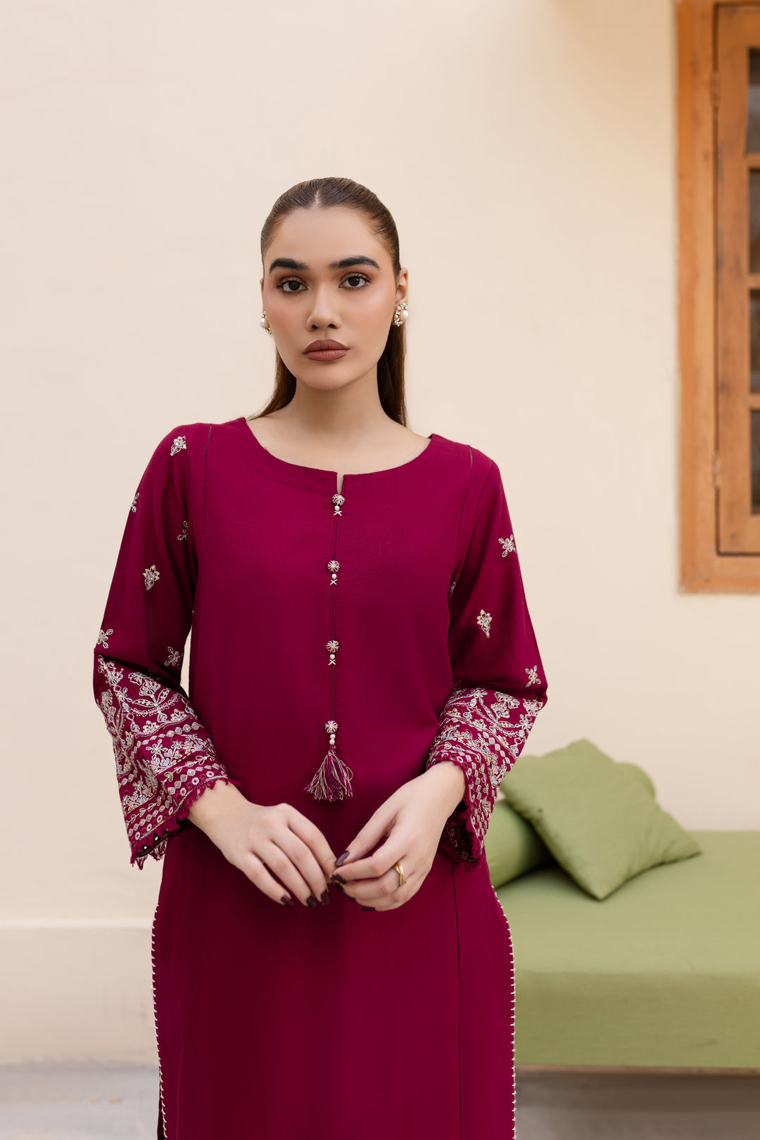 Ela 2Pc - Embroidered Khaddar Dress