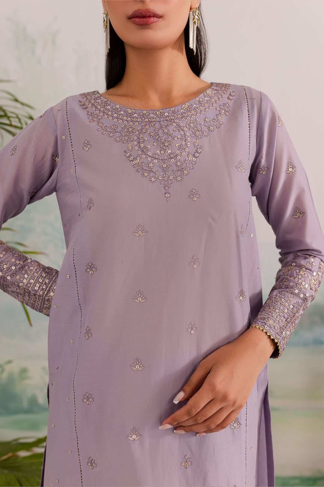 Lilac Rose 2Pc - Embroidered Lawn Dress