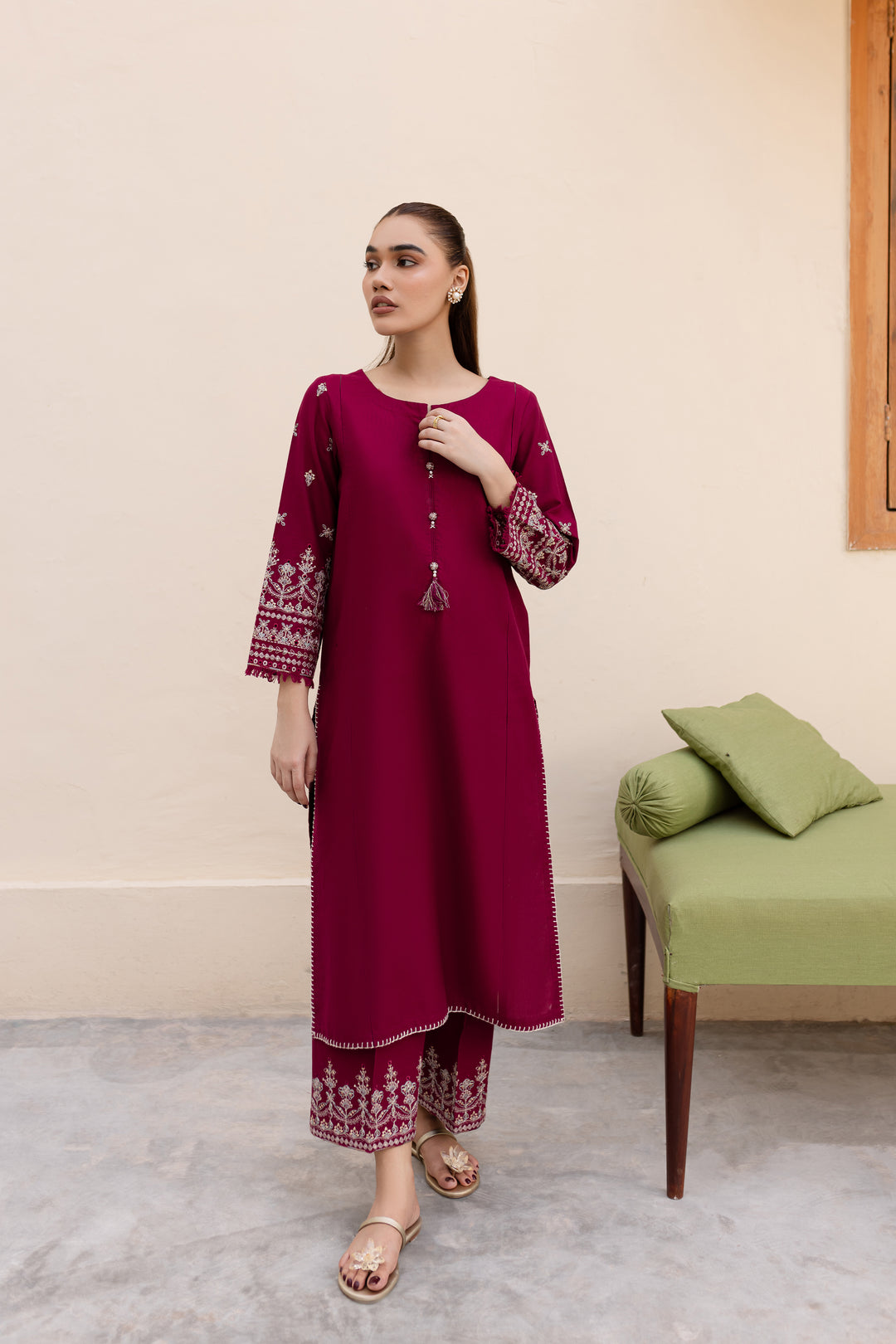 Ela 2Pc - Embroidered Khaddar Dress