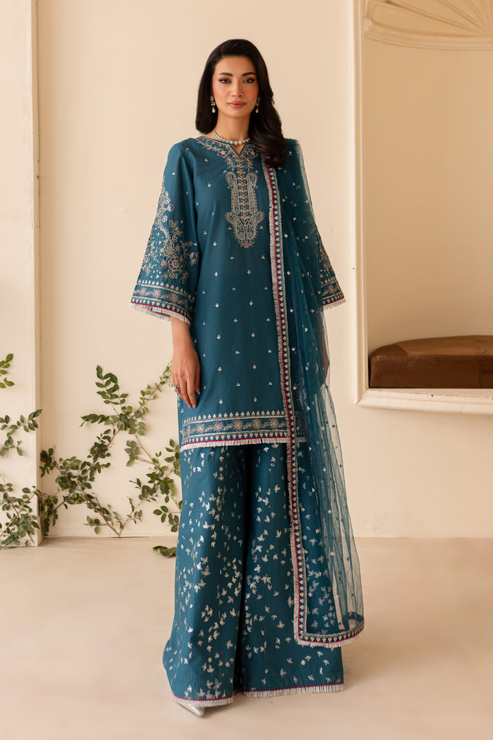 Leila 3Pc - Embroidered Sharara Pret