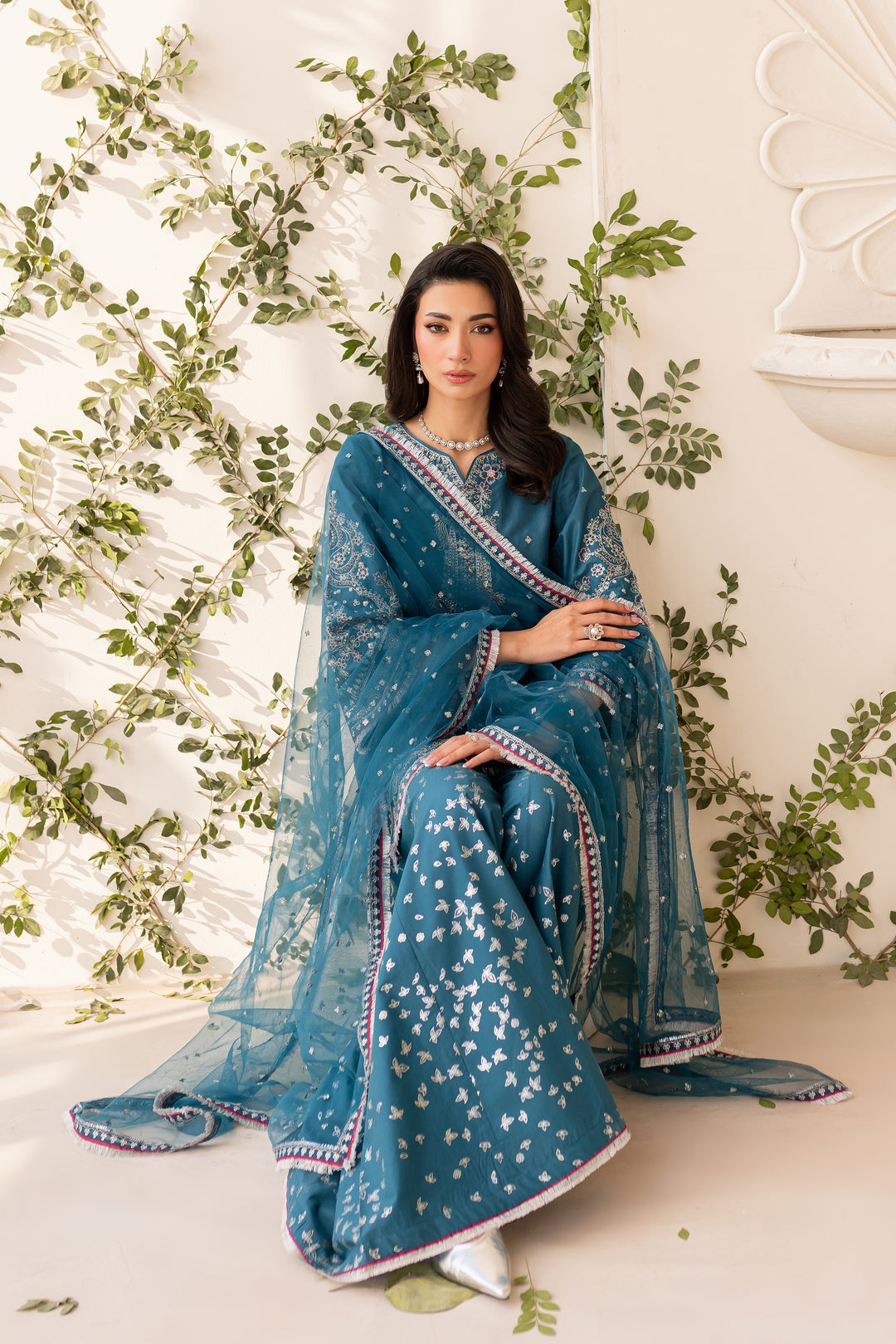 Leila 3Pc - Embroidered Sharara Pret