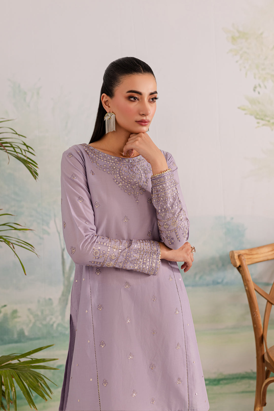 Lilac Rose 2Pc - Embroidered Lawn Dress