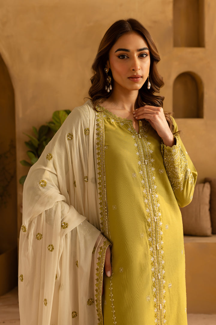 Rashaan 3Pc- Embroidered Khaddar Dress