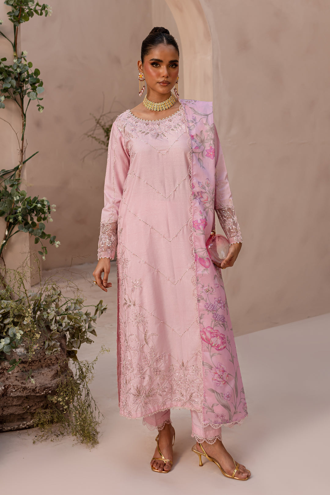 Pink Bloom 3Pc - Embroidered Luxe PRET