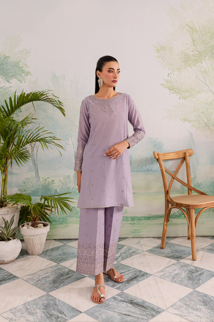 Lilac Rose 2Pc - Embroidered Lawn Dress