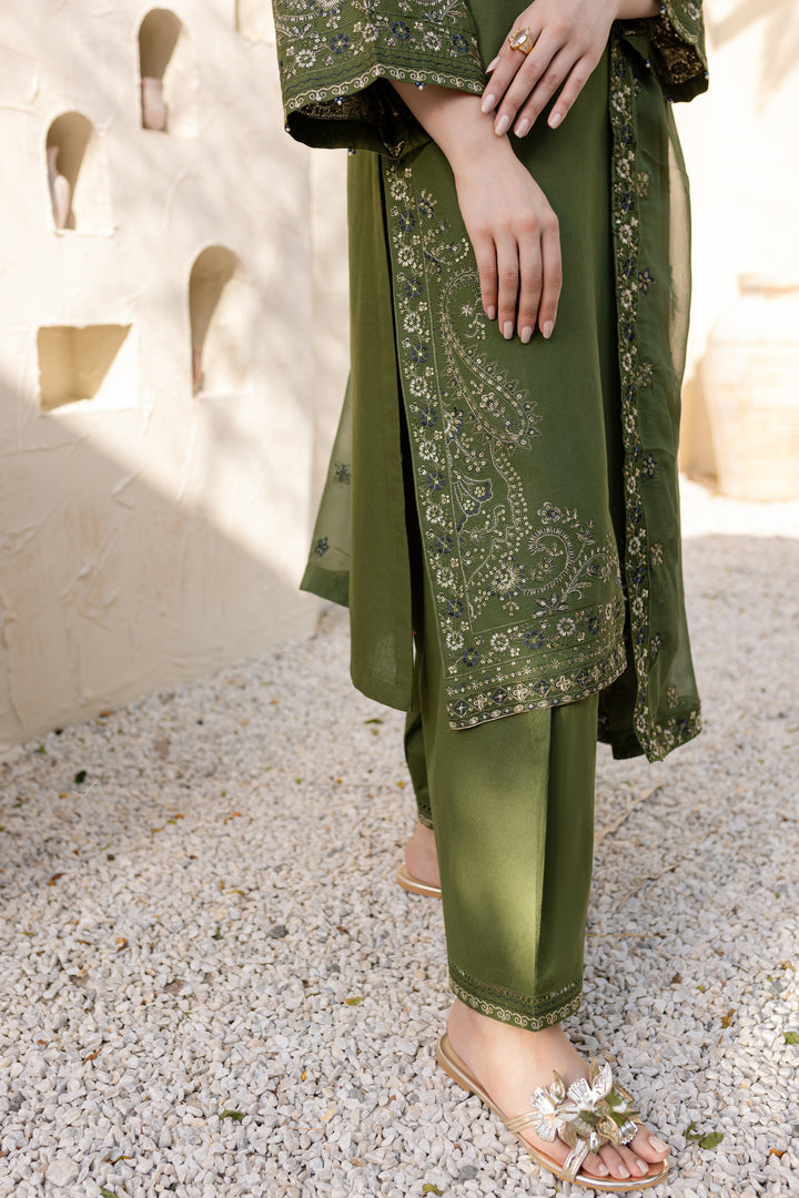 Leafy 3Pc - Embroidered Khaddar Dress