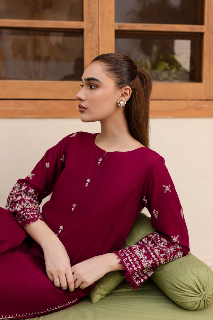 Ela 2Pc - Embroidered Khaddar Dress