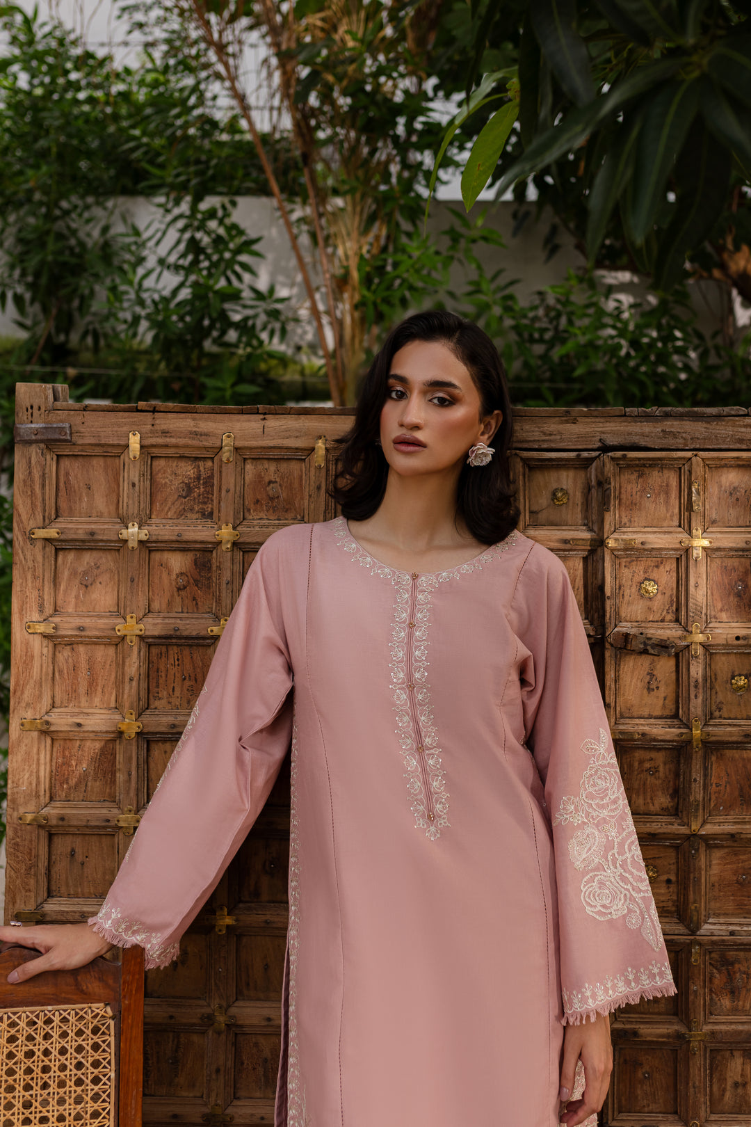 Pink Blush 2Pc - Embroidered Khaddar Dress