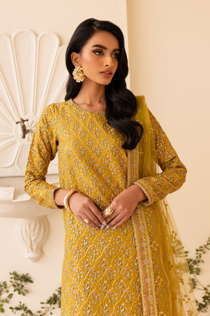 Sand Bloom 3Pc - Embroidered Sharara Pret