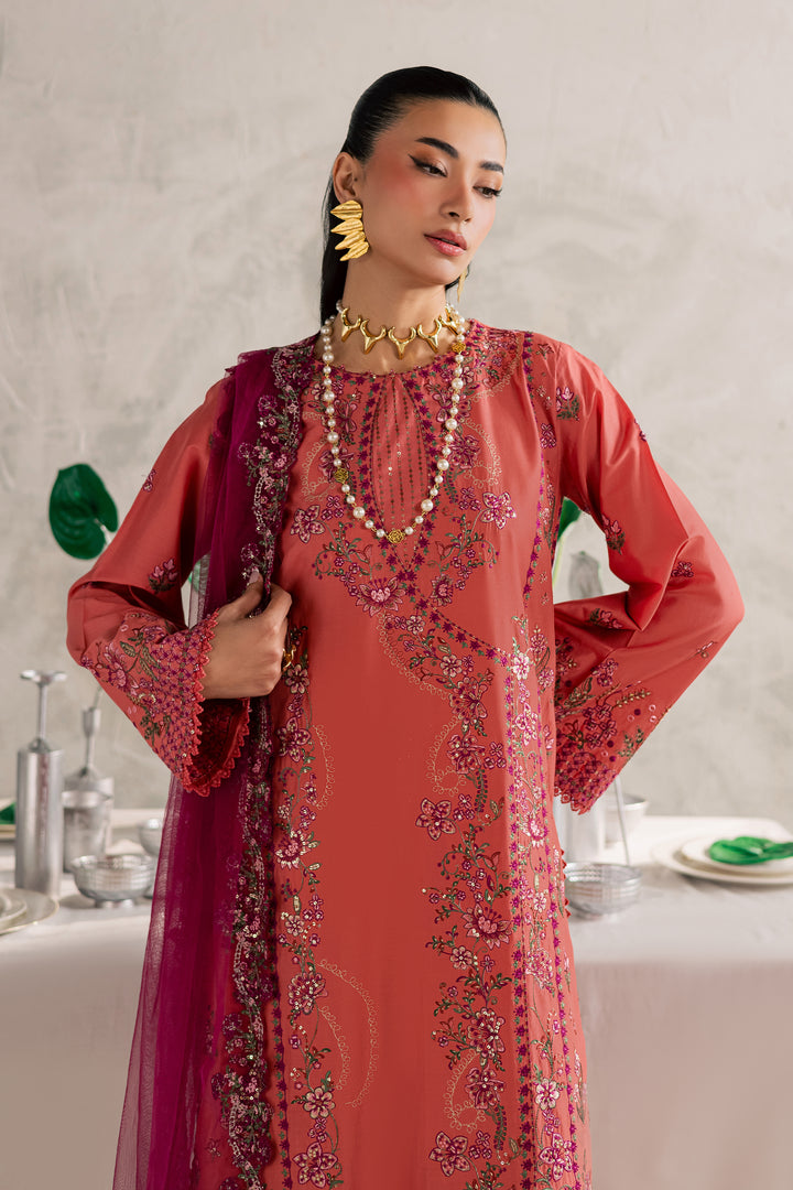 Rust Nazneen 3Pc - Festive Embroidered Lawn