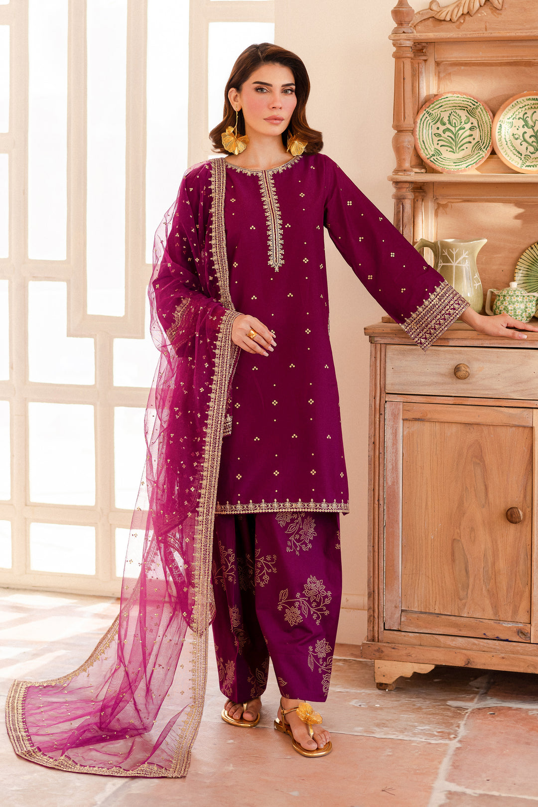 Majestic 3Pc - Embroidered Lawn Dress