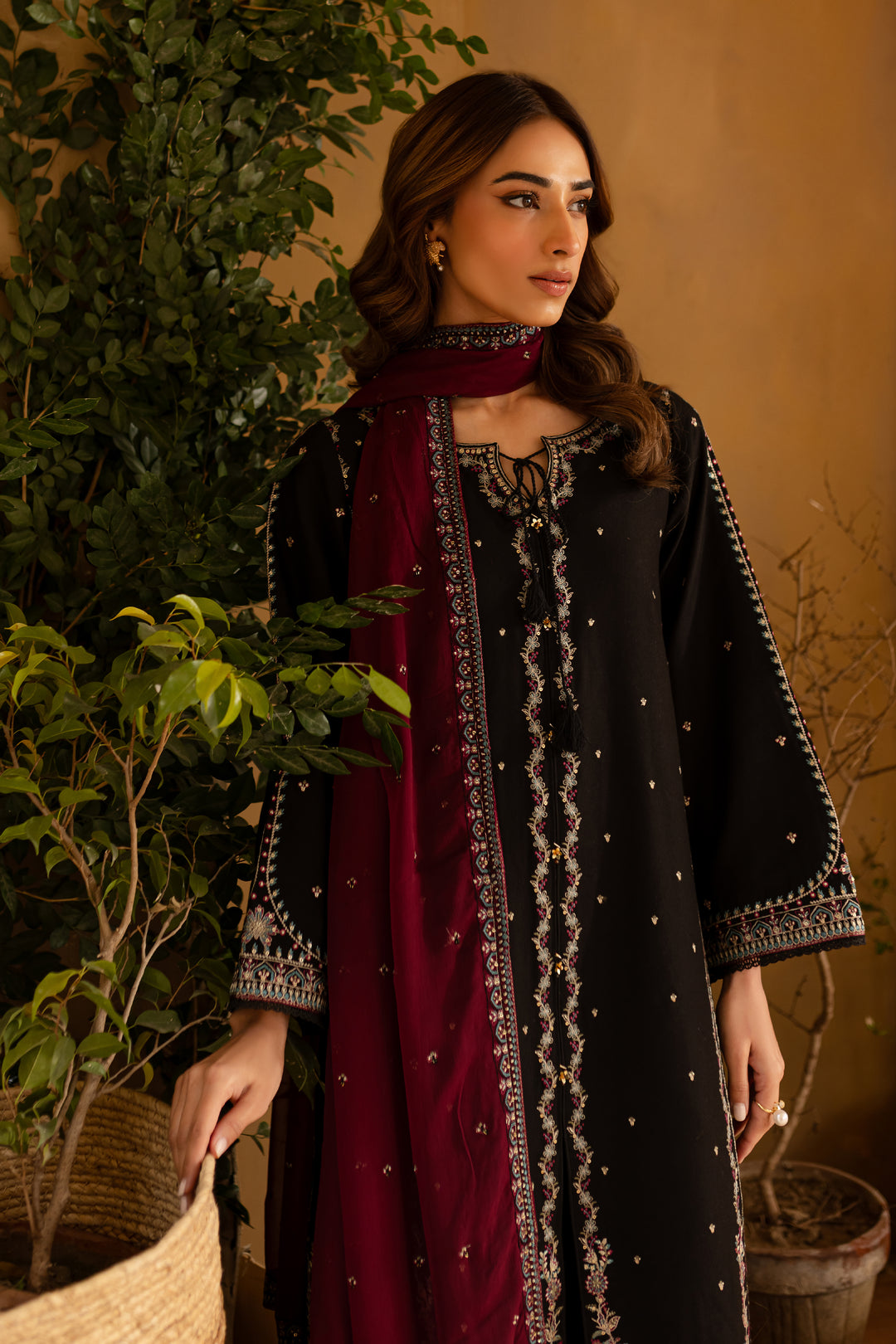 Dusk 3Pc- Embroidered Karandi Dress