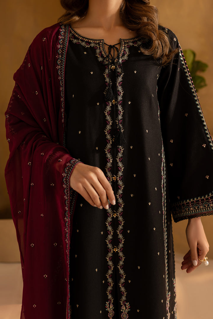 Dusk 3Pc- Embroidered Karandi Dress