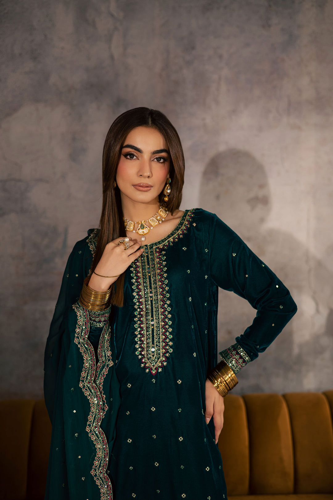 Cyan Westeria 3Pc - Velvet Formal Dress