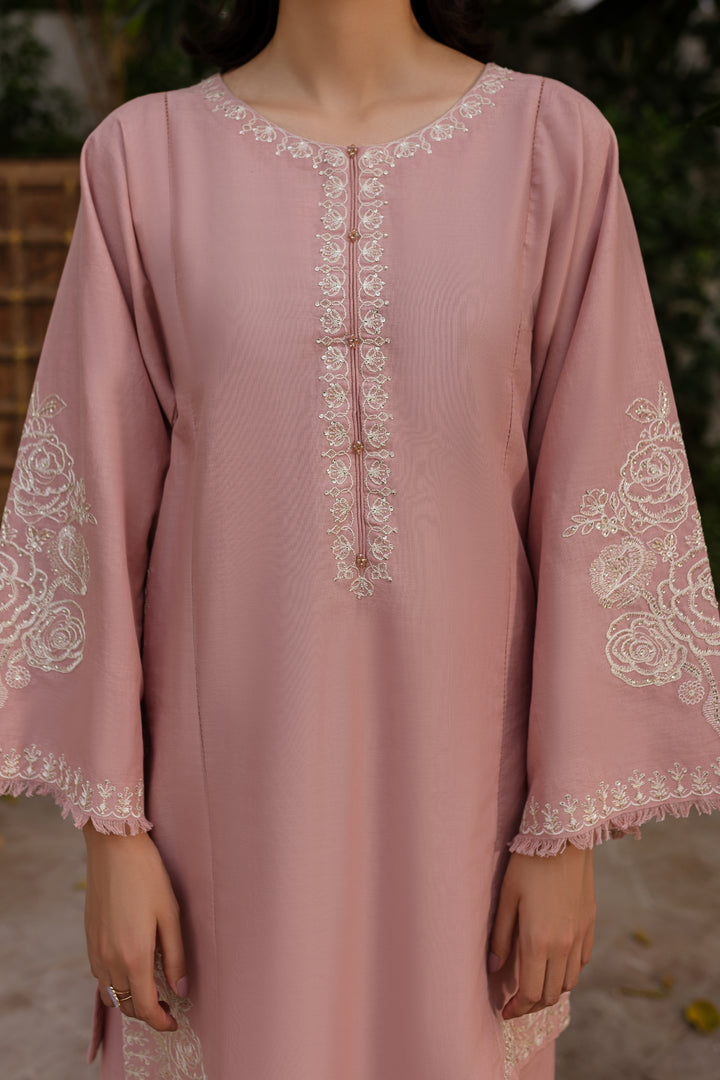 Pink Blush 2Pc - Embroidered Khaddar Dress