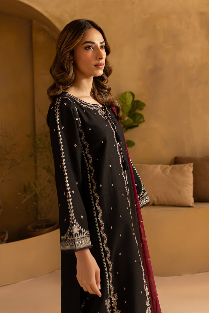 Dusk 3Pc- Embroidered Karandi Dress