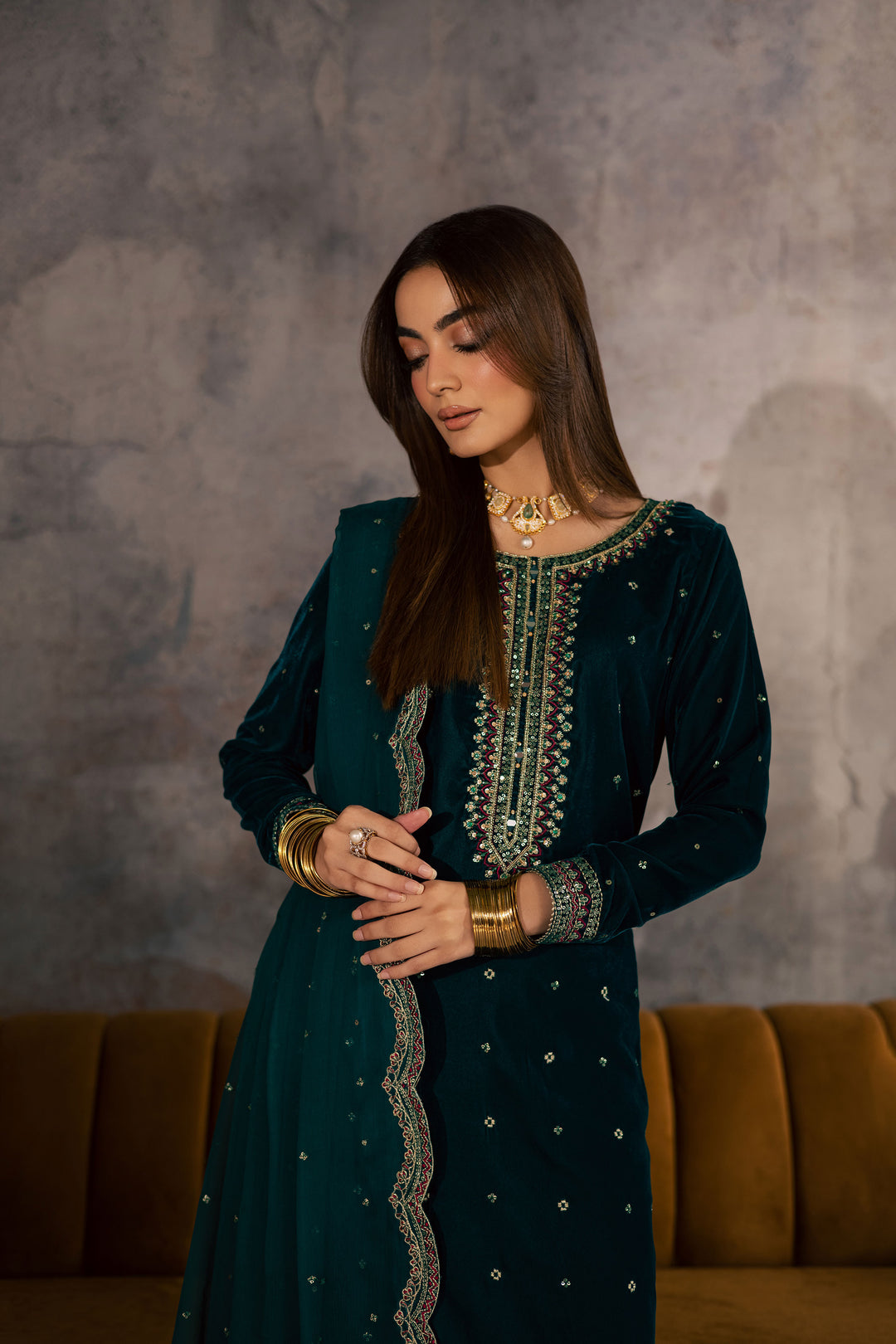 Cyan Westeria 3Pc - Velvet Formal Dress