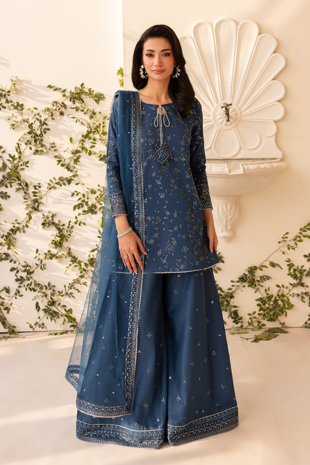 Alexis 3Pc - Embroidered Sharara Pret