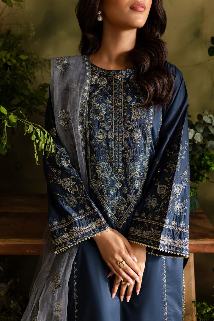 Blue Aurora 3Pc - Embroidered Lawn Dress