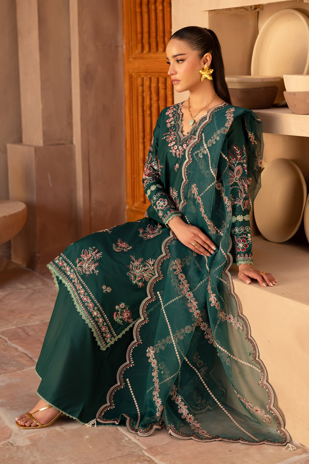 Amaya 3Pc - Embroidered Luxe Pret