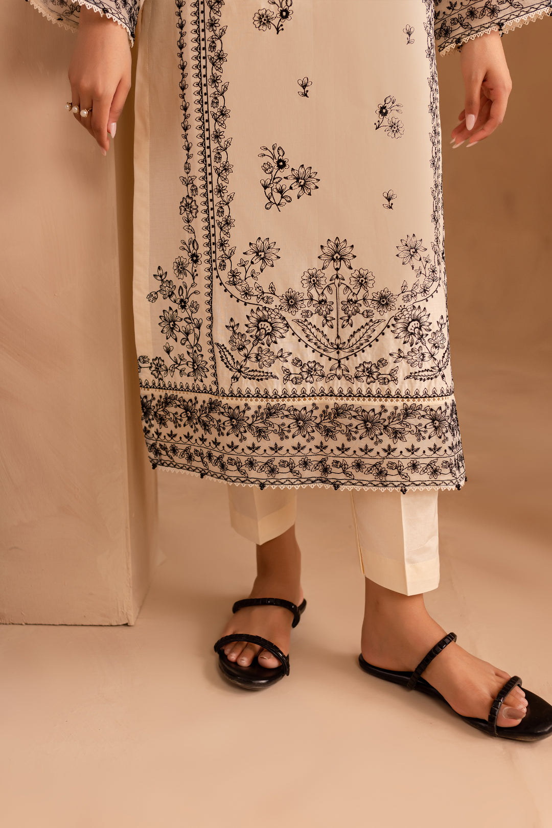 White Chrome 3Pc - Embroidered Lawn Dress