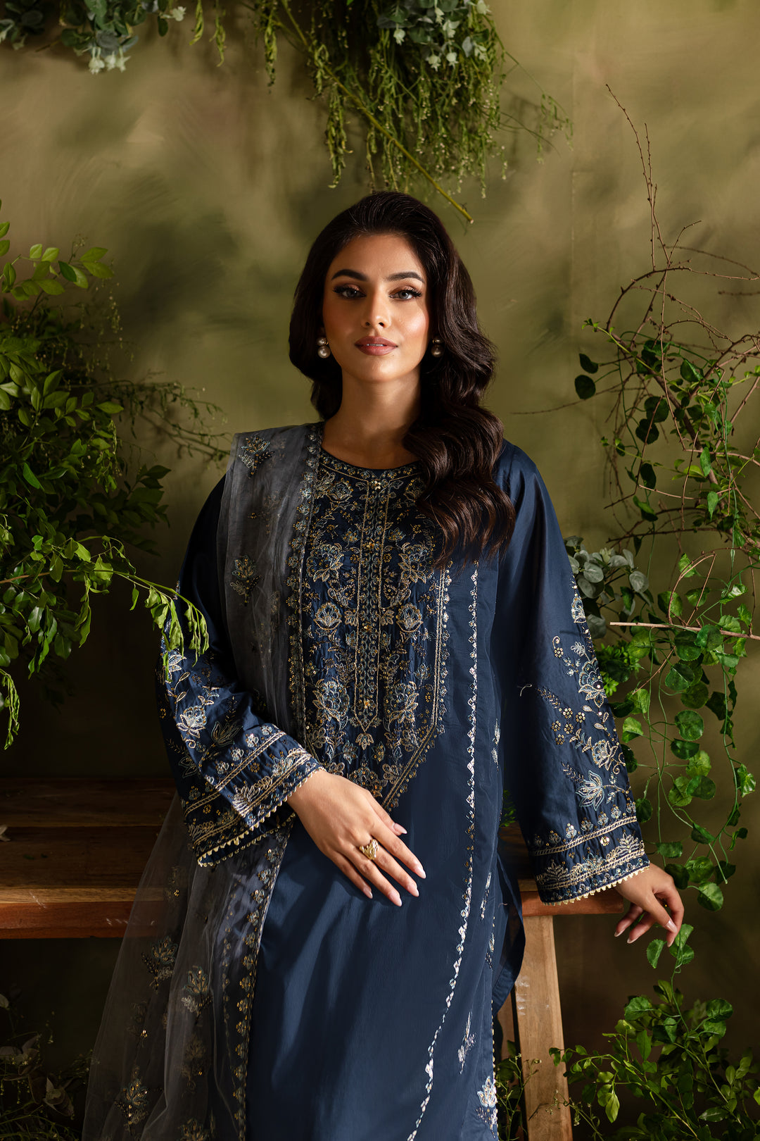 Blue Aurora 3Pc - Embroidered Lawn Dress