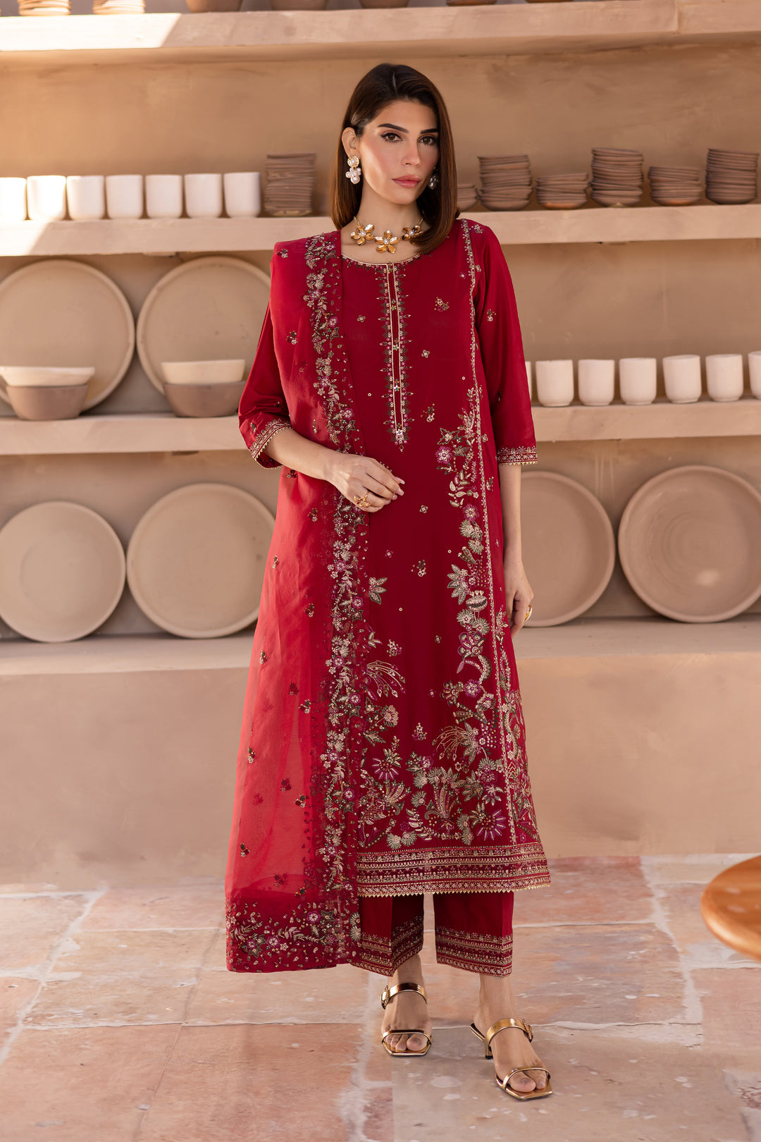 Irtaza 3Pc - Embroidered Luxe Pret