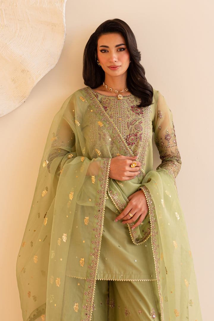 Green Cherry 3Pc - Embroidered Sharara Pret