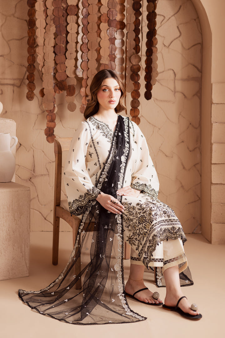 Full Moon 3Pc - Embroidered Lawn Dress