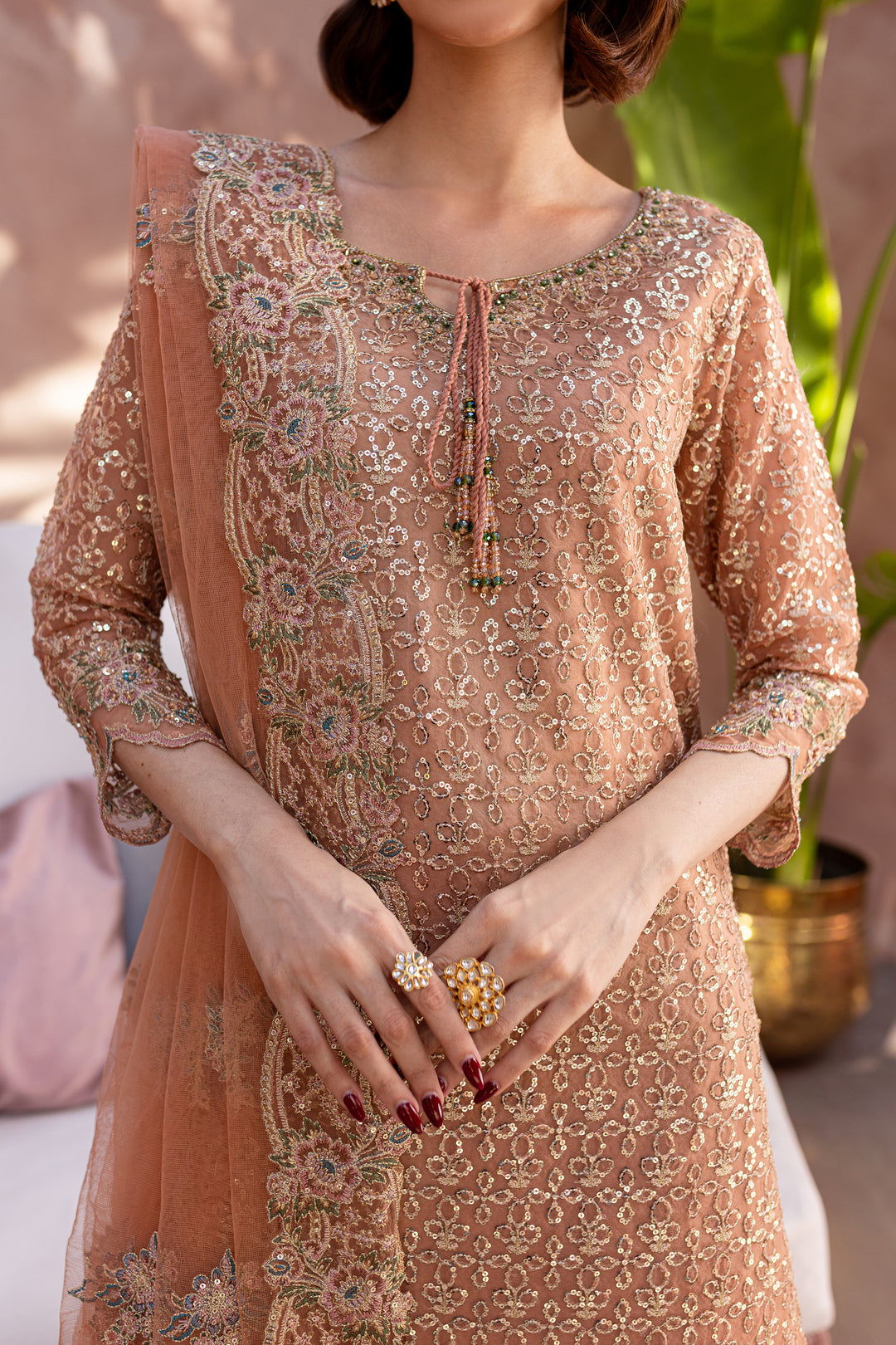 Zahrah 3Pc - Embroidered Luxe Pret