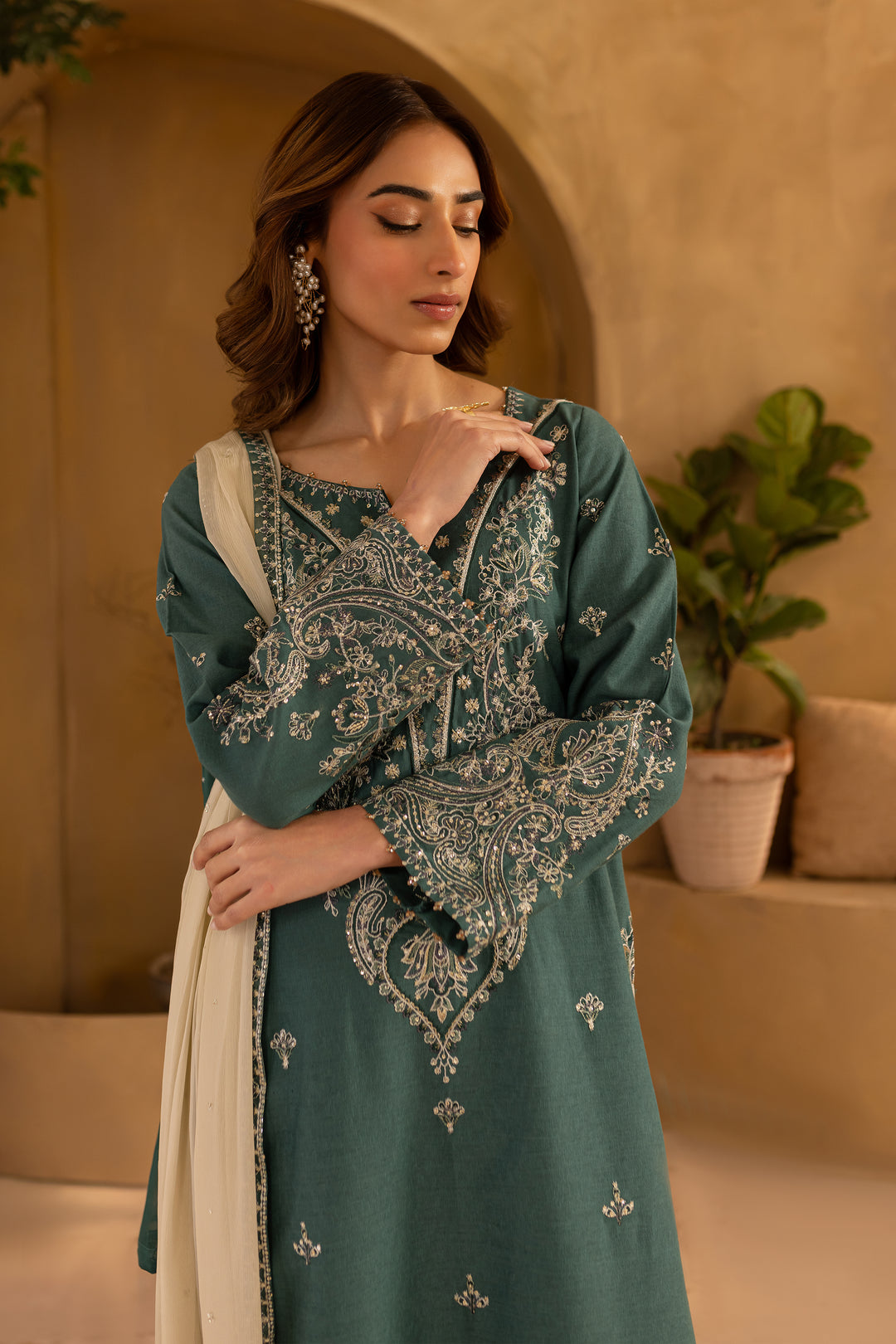 Maylan 3Pc- Embroidered Karandi Dress