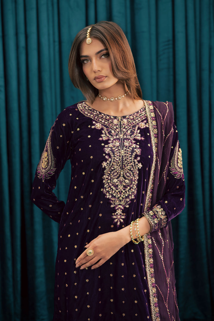 Plum Frost 3Pc - Velvet Formal Dress