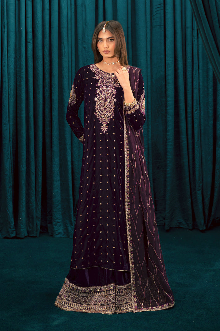 Plum Frost 3Pc - Velvet Formal Dress