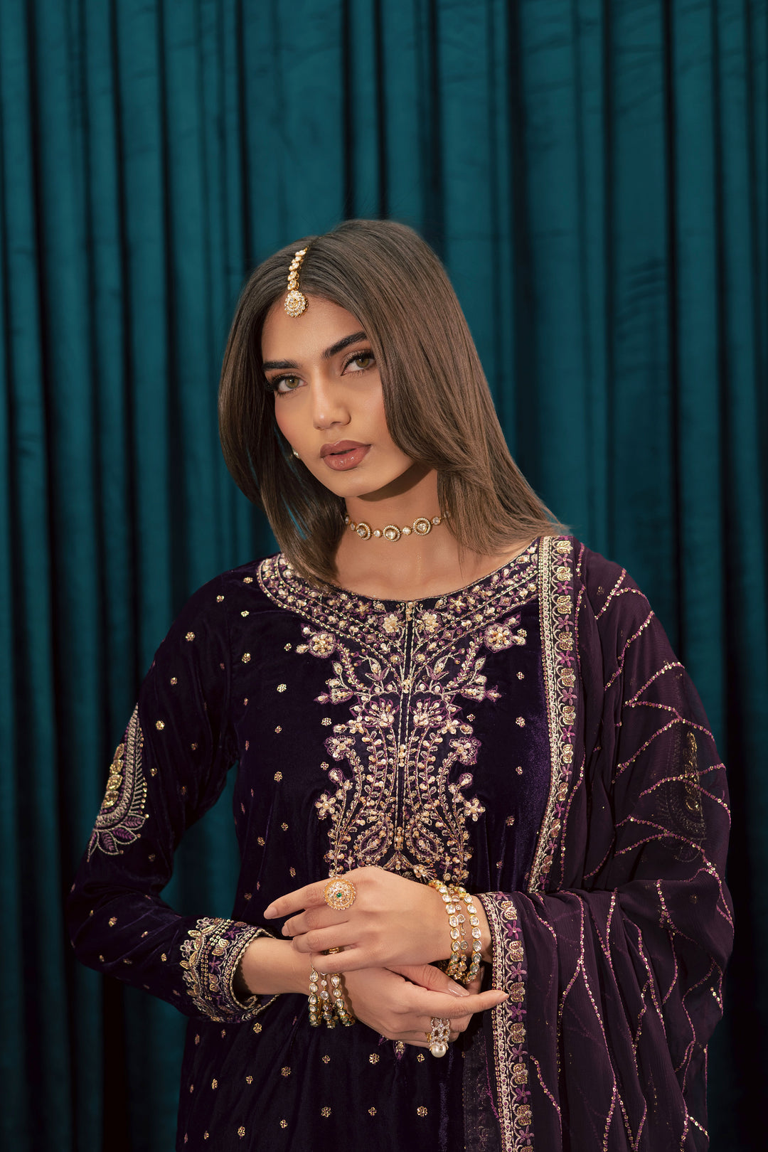 Plum Frost 3Pc - Velvet Formal Dress