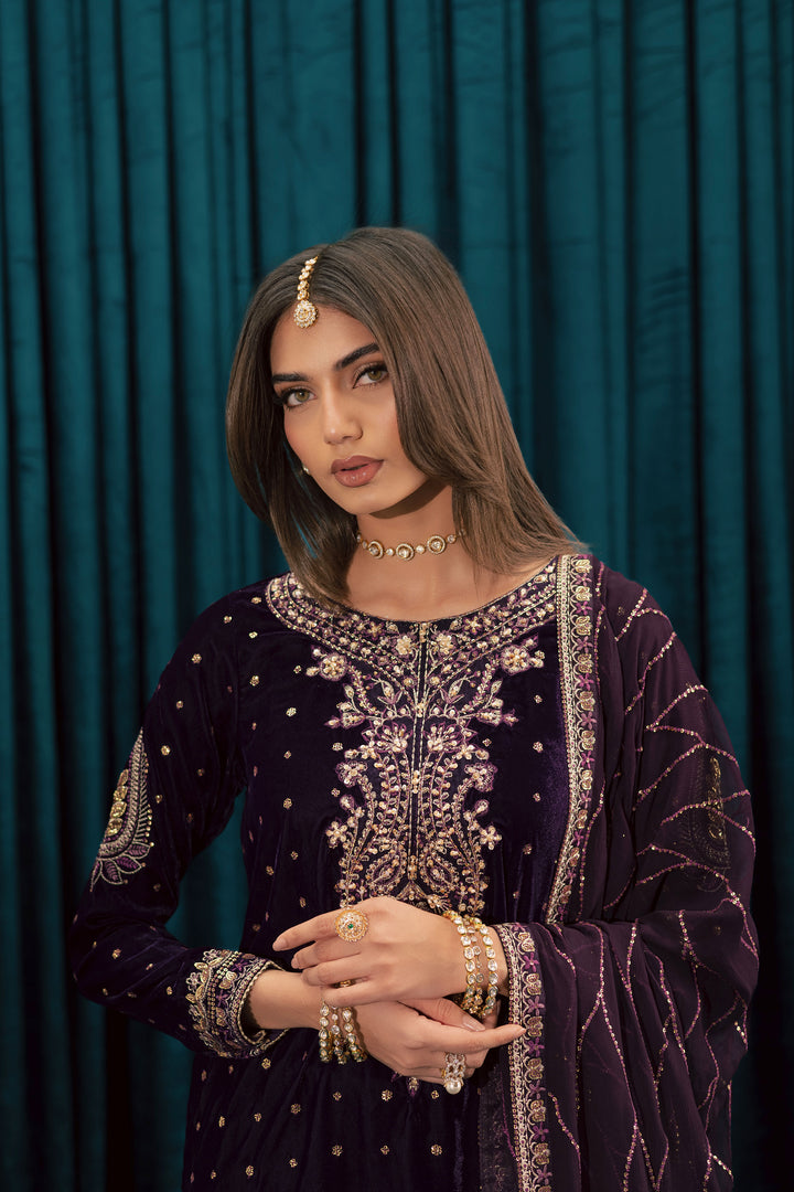 Plum Frost 3Pc - Velvet Formal Dress